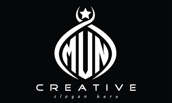 MVN three letters monogram curved initial logo design, geometric oval creative modern logo, vector template