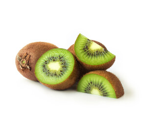 Kiwi, kiwifruits isolated. Fresh kiwifruits on white background.
