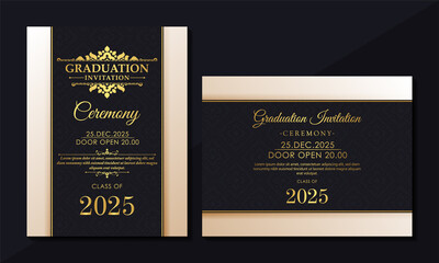 Elegant graduation invitation template with ornament - Powered by Adobe