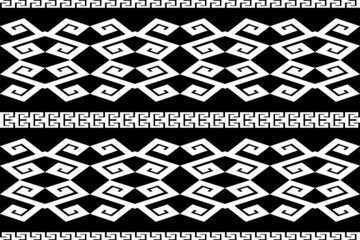 Fototapeta premium Black and white Geometric ethnic oriental pattern traditional Design for background,carpet,wallpaper,clothing,wrapping,Batik,fabric,Vector illustration embroidery style.