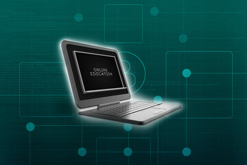 3d rendering laptop illustration-Online Education concept
