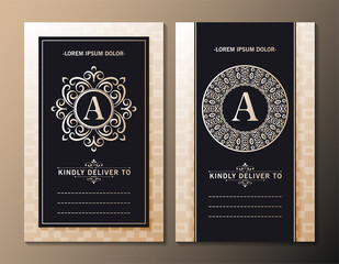 black and white invitation card in pattern