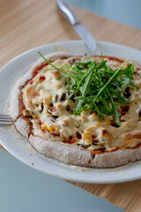 Best Homemade Vegan Pizza with homemade cheese and arugula