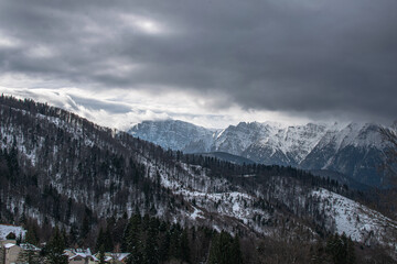snow covered mountains