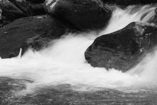 Cascading river in Black and White © Allen Penton