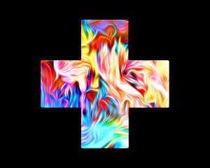 Doctor Health Nurse Cross symbol Fire Flames Icon Logo Burning Glow illustration