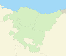 Basque Country (Spain) map colored, neighboring states and provinces, blank