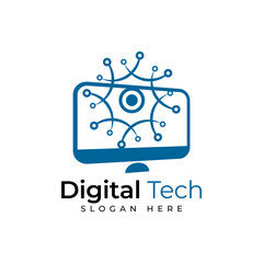 digital technology with computer logo