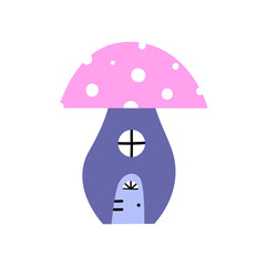 Mushroom house hand-drawn vector illustration