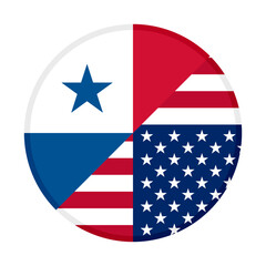 round icon with american and panama flags. vector illustration isolated on white background