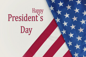 Fototapeta na wymiar President's Day.National holiday America President's Day,American flag and text Happy Presidents Day.Congratulation banner postcard