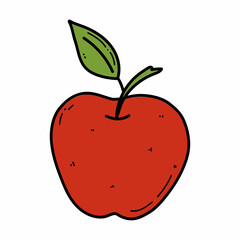 Vector apple doodle illustration. Fruit illustration for farm market menu. Healthy food design