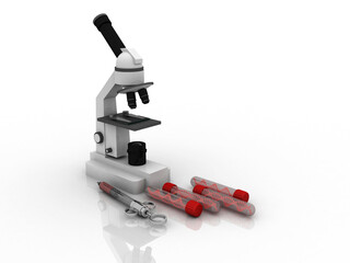 3d rendering dna test Microscope 