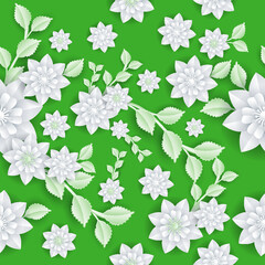 Blooming spring flowers and leaves paper craft 