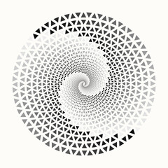 Abstract dotted vector background. Halftone effect with triangles. Spiral dotted background or icon. Yin and yang style