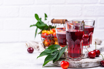 Fresh cherry juice. Summer drink