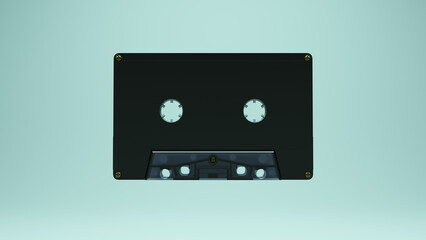 Retro Cassette Tape Black Transparent Gold Screw Audio Sound Music 3d illustration render