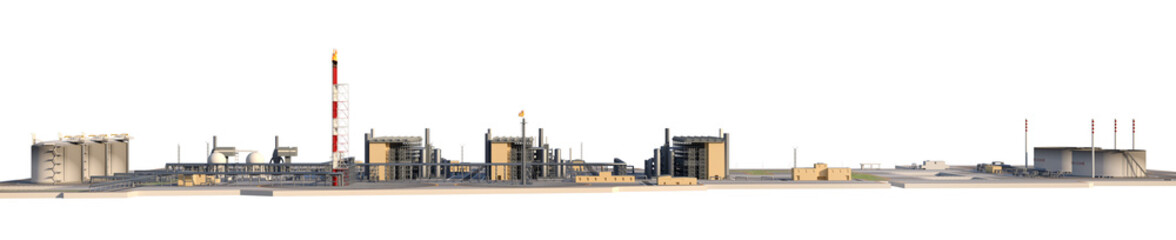 The territory of the LNG plant and the oil terminal. Isolated on white. 3d-rendering