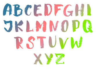 Letters set,  alphabet of watercolor style. Monogram initials perfectly for invitation, greeting card, logo, poster. 