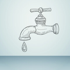 illustration of tap with drops