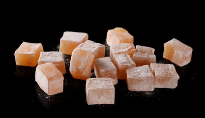 Turkish delight isolated on black  