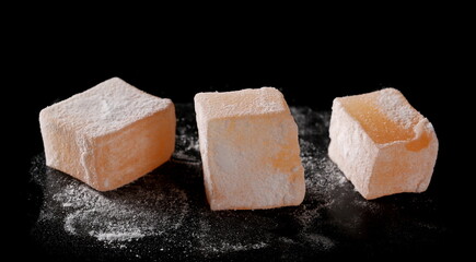 Turkish delight isolated on black  