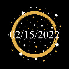 American Date 02/15/2022 Vector On Black Background With Gold and White Stars