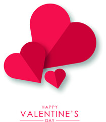 Valentine wishing card design with red hearts on white background