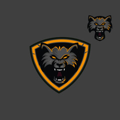 head wolf mascot gaming logo esports vector