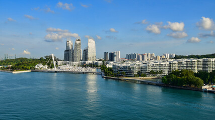 Fototapeta na wymiar Blick auf das Hafengebiet von Singapur Stadt