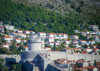 turret on the fortress wall in Dubrovnik   