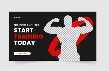 training class or fitness workout youtube channel thumbnail and web banner