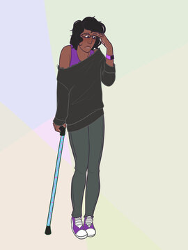 Person Standing with Cane