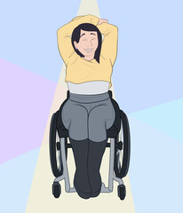 Happy Person in Wheelchair - obrazy, fototapety, plakaty