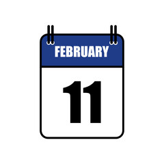 February 11 Calendar Icon Vector Illustration . Date , Day Of Mouth