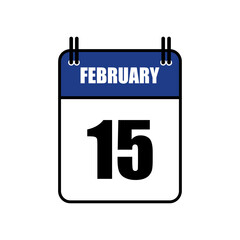 February 15 Calendar Icon Vector Illustration . Date , Day Of Mouth