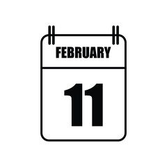 Outline February 11 Calendar Icon Vector Illustration . Date , Day Of Mouth	