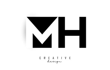 MH letters Logo with negative space design. Letter with geometric typography. Creative Vector Illustration with letters.