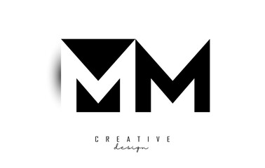 MM letters Logo with negative space design. Letter with geometric typography. Creative Vector Illustration with letters.