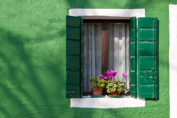 Fenster, Burano, Venedig