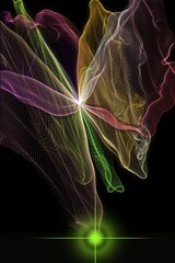 Abstract Light and noise flash of techno smoke and mirrors AI technology, for cosmic glowing swirls of neon brilliant colored speed of light 3 D rendering  big bang beautiful background design.