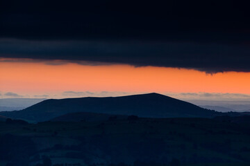 sunset over the long mynd shropshire