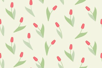 delicate floral pattern seamless endless with tulips flat vector illustration that can be used for lining, inner packaging, wrapping paper