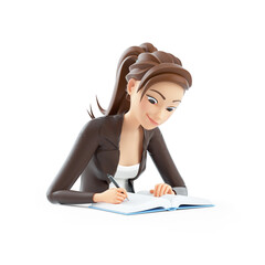 3d cartoon woman doing her homework © toonbundles