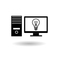Computer light bulb icon with shadow