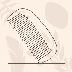 comb in one line, contour on an abstract background