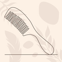 comb in one line, contour on an abstract background, vector, isolated