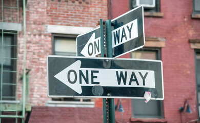 One way street sign in Manhattan, New York