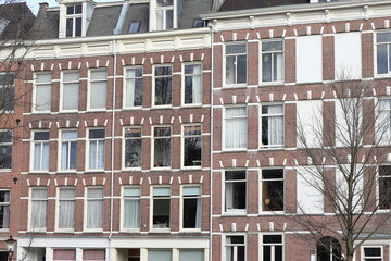 Amsterdam Da Costakade Street Brick Building Facades Close Up, Netherlands