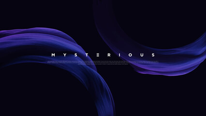 Premium neon light dark background with sophisticated colored fabric and flowing graphic elements. Mystic shadow wallpaper for poster, banner, website, flyer, presentation etc. Vector illustration EPS